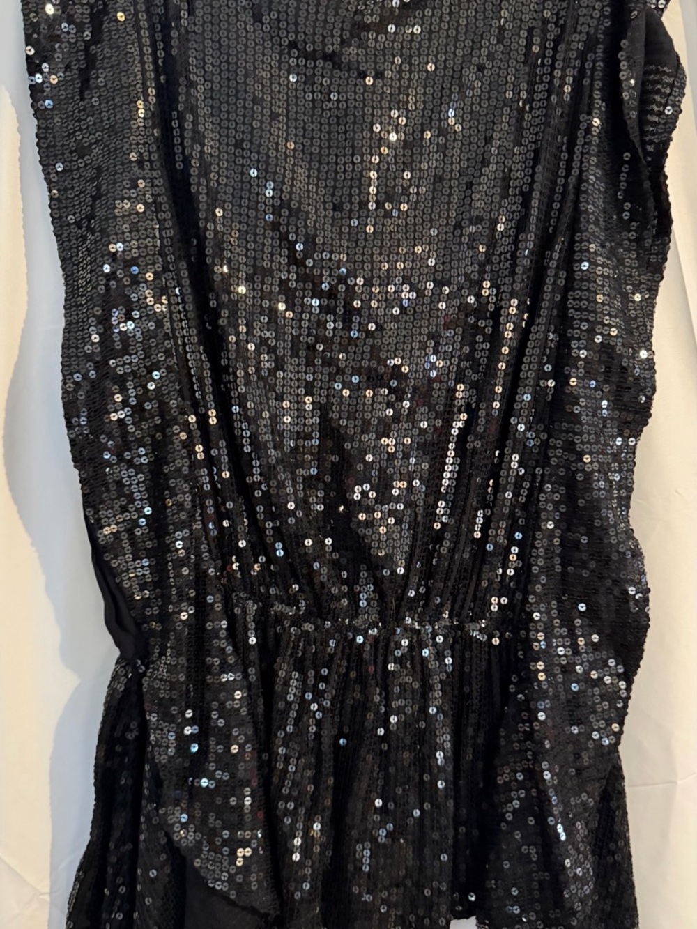 Free People Black Sequin Blouson waistband Tunic NWT